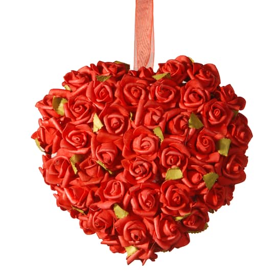 7&#x22; Red Rose Hanging Heart